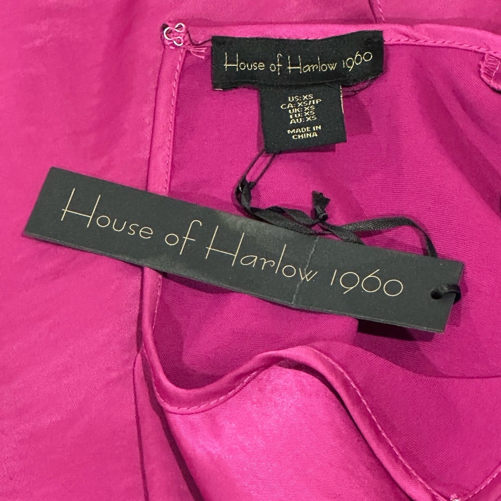 House of Harlow Magenta Long Sleeve Stain Dress Sz XS NWT - Picture 8 of 8